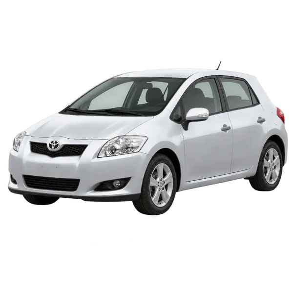 Toyota Auris 2009 en plateado, vista frontal tres cuartos (hacia la izquierda)