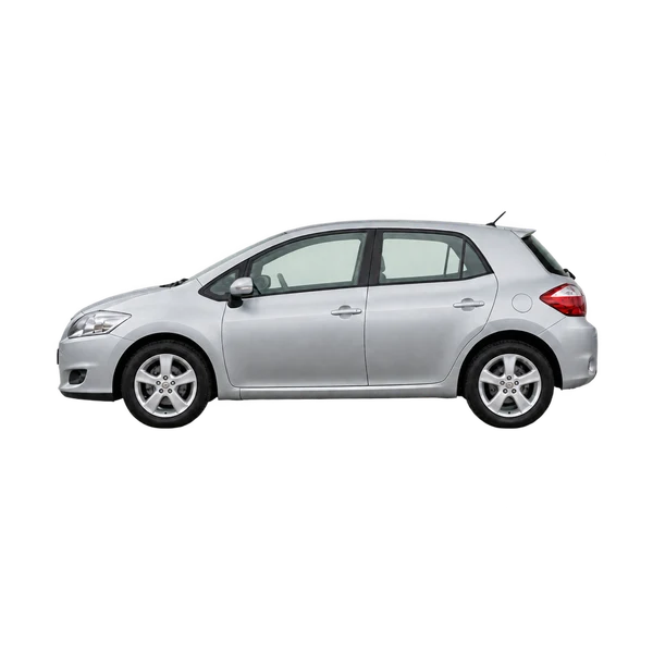 Toyota Auris 2010 en plateado, vista lateral (mirando a la izquierda)