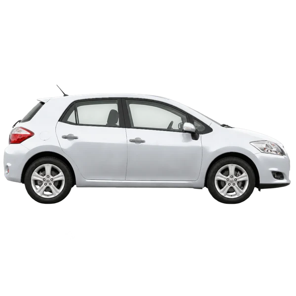 Toyota Auris 2010 en plateado, vista lateral (hacia la derecha)