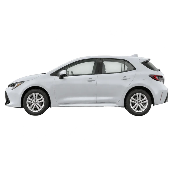 Toyota Auris 2020 en plateado, vista lateral (hacia la derecha)