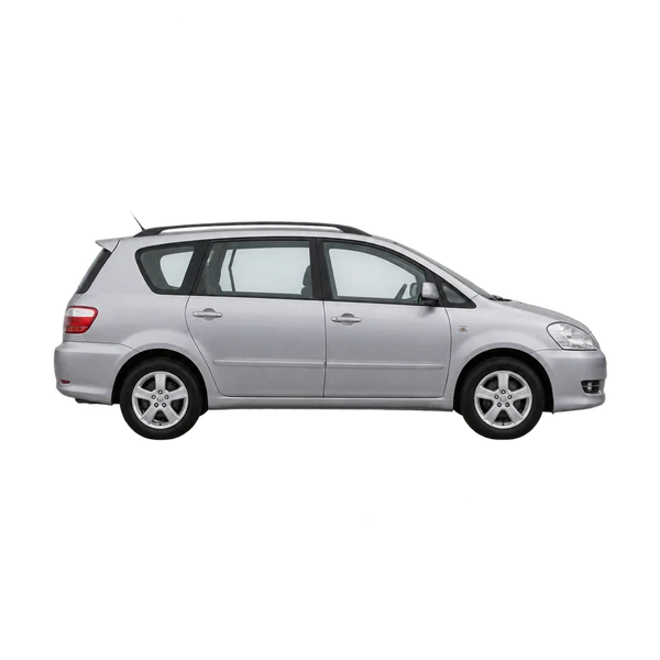 シルバーの2005 Toyota Avensis Verso（側面（右向き）ビュー）