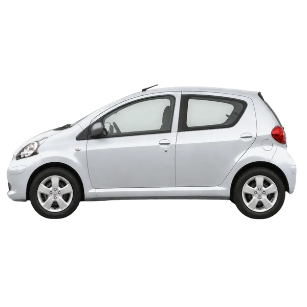 Toyota Aygo 2009 argent, vue côté (vers la gauche)