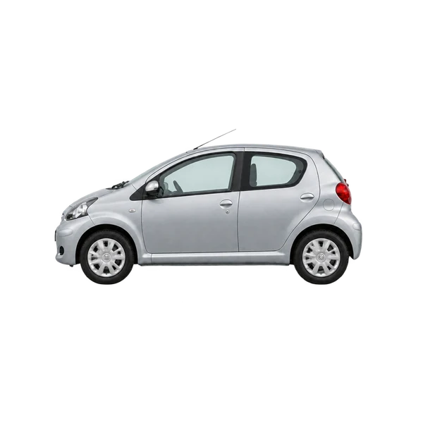 Toyota Aygo 2010 argent, vue côté (vers la gauche)