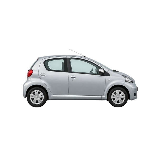 Toyota Aygo 2010 argent, vue profil (tourné vers la droite)