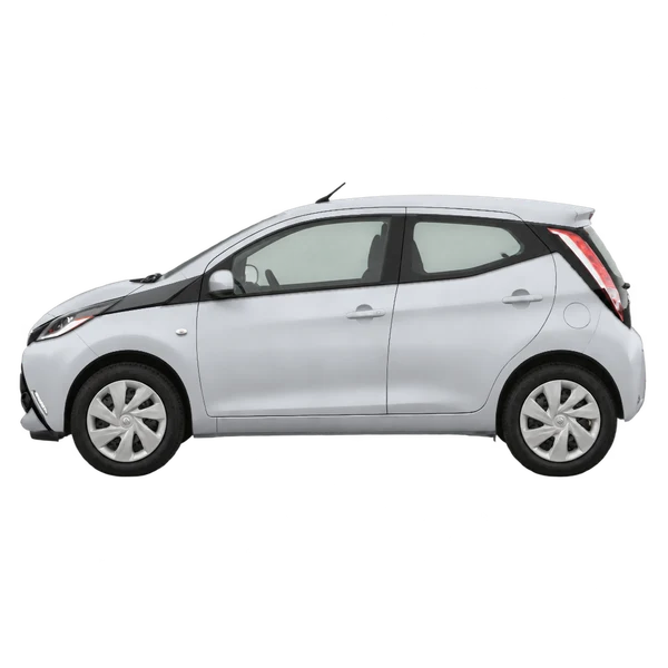 Toyota Aygo 2016 prata, vista lateral (voltada para a esquerda)