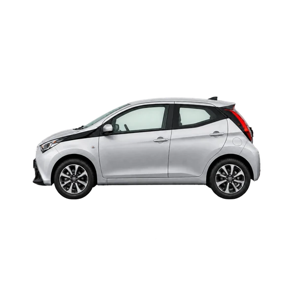 Toyota Aygo 2025 argent, vue côté (vers la gauche)