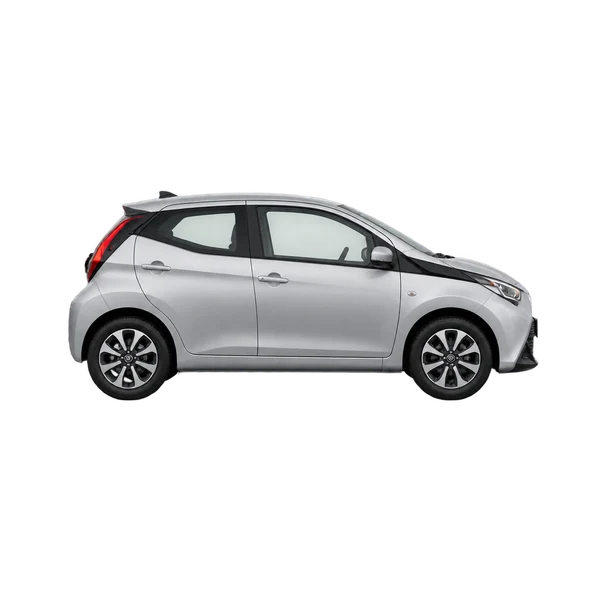 Toyota Aygo 2025 argent, vue profil (tourné vers la droite)
