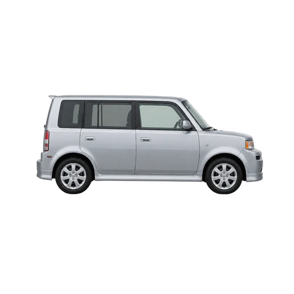 Toyota BB 2000 prata, vista lateral (voltada para a direita)