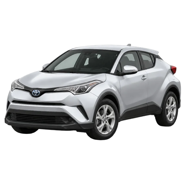 シルバーの2018 Toyota C-HR（フロントスリークォーター(左向き)ビュー）