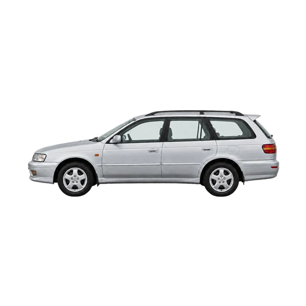 Toyota Caldina 1995 en plateado, vista lateral (mirando a la izquierda)