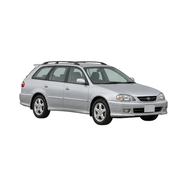 2000 Toyota Caldina in Silber, Ansicht: Dreiviertelansicht vorne (nach links gerichtet)
