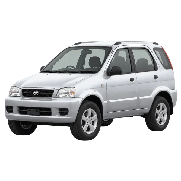 Toyota Cami 1999 باللون فضي، منظر منظر أمامي بزاوية ثلاثة أرباع (متجه لليسار)