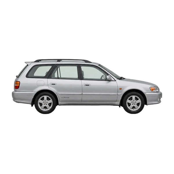 Toyota Carib 2000 en plateado, vista lateral (hacia la derecha)