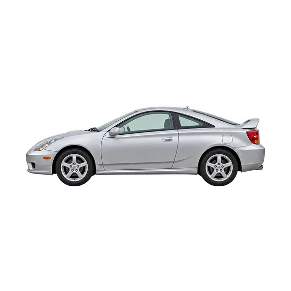 Toyota Celica 2005 باللون فضي، منظر جانبي (متجه إلى اليسار)