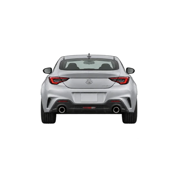 Toyota Celica 2025 باللون فضي، منظر من الخلف