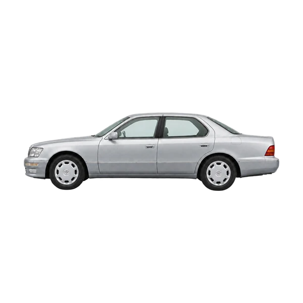 Toyota Celsior 1995 en plateado, vista lateral (mirando a la izquierda)