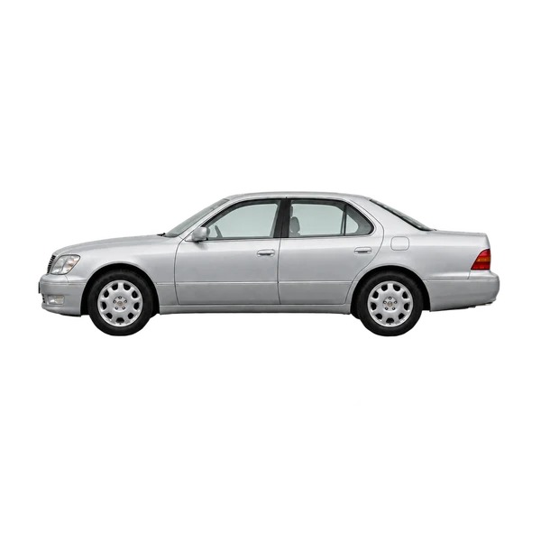 Toyota Celsior 2000 باللون فضي، منظر جانبي (متجه إلى اليسار)