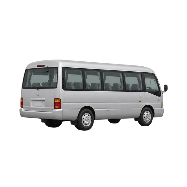 シルバーの2000 Toyota Coaster（リア斜め（左向き）ビュー）
