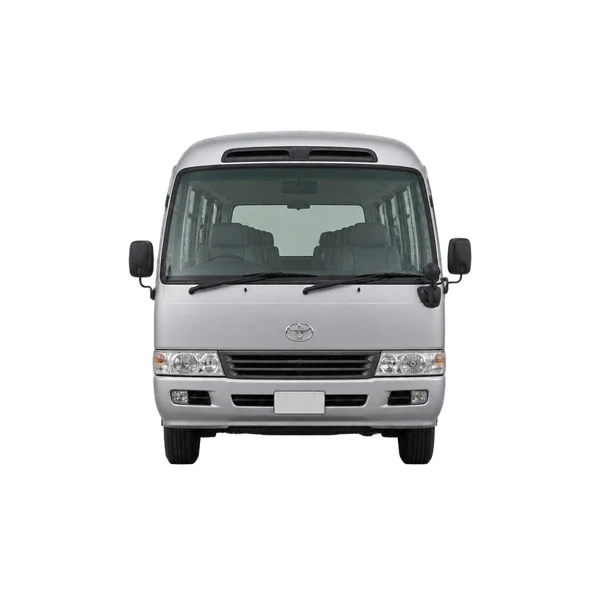 Toyota Coaster 2005 prata, vista frente