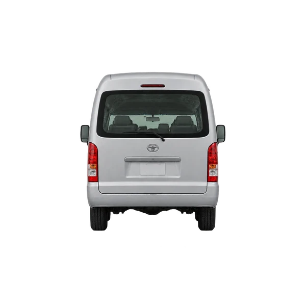 2025 Toyota Coaster in Silber, Ansicht: Heck