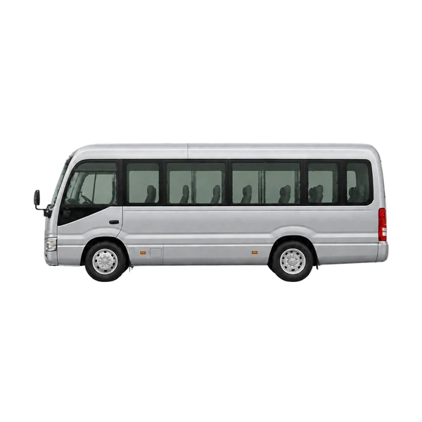2025 Toyota Coaster in Silber, Ansicht: Seite (nach links gerichtet)