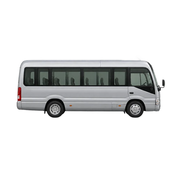 2025 Toyota Coaster in Silber, Ansicht: Seite (nach rechts gewandt)