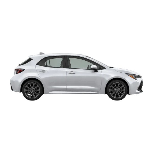 シルバーの2022 Toyota Corolla Hatchback（側面（右向き）ビュー）