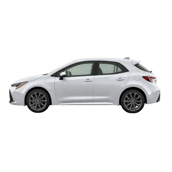 Toyota Corolla Hatchback 2023 en plateado, vista lateral (mirando a la izquierda)