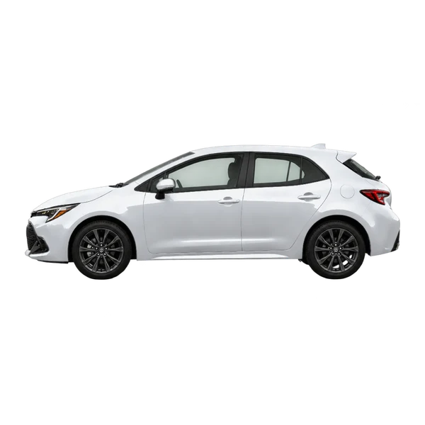 シルバーの2024 Toyota Corolla Hatchback（側面（左向き）ビュー）