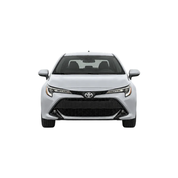 Toyota Corolla Hatchback 2025 en plateado, vista frontal