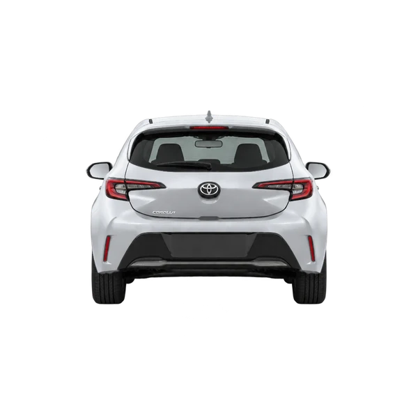 Toyota Corolla Hatchback 2025 en plateado, vista trasera