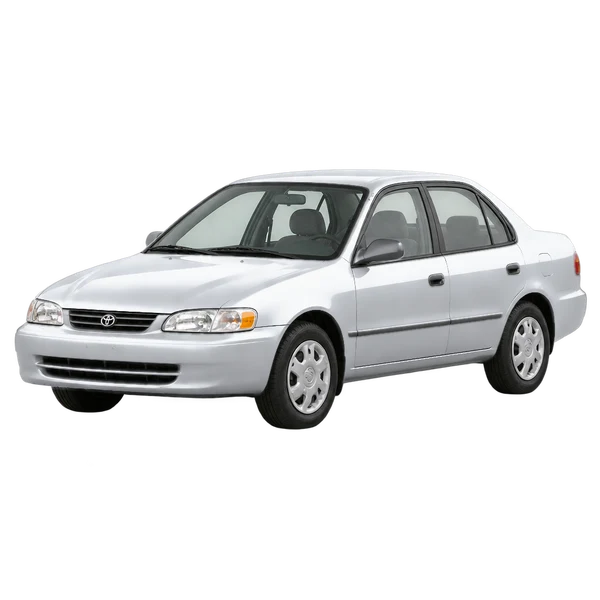 Toyota Corolla 2000 en plateado, vista frontal tres cuartos (hacia la izquierda)