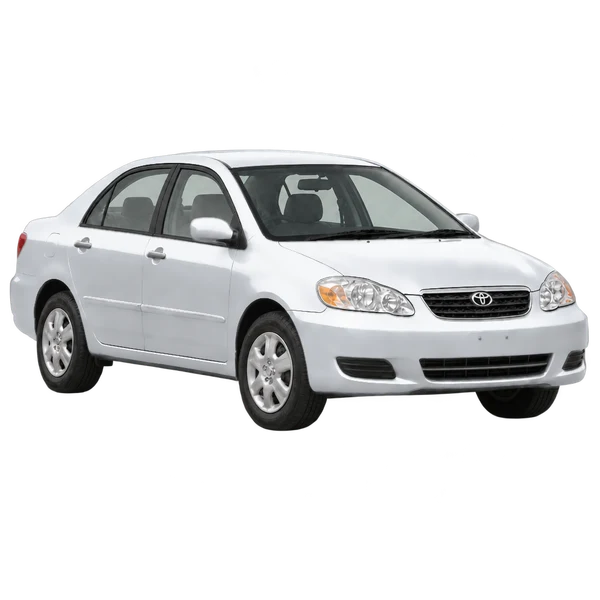 Toyota Corolla 2003 argent, vue trois-quarts avant (orienté vers la droite)