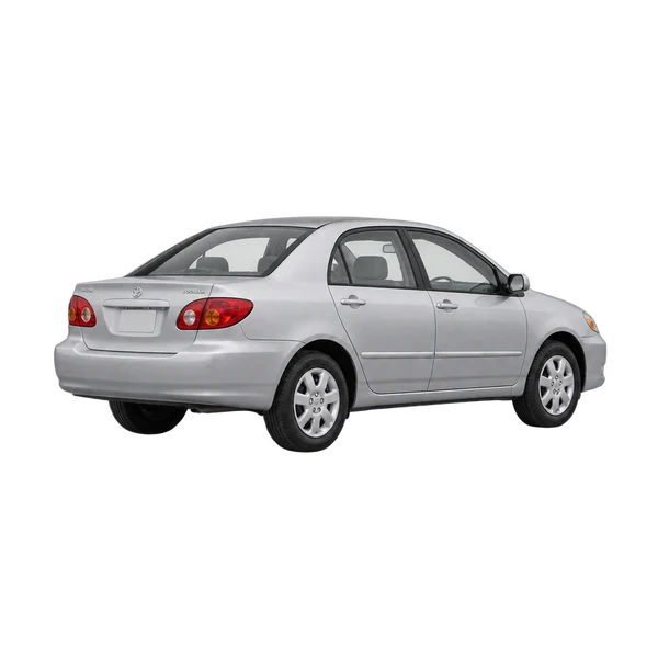 silver 2003 Toyota Corolla rear three-quarter (facing left) view