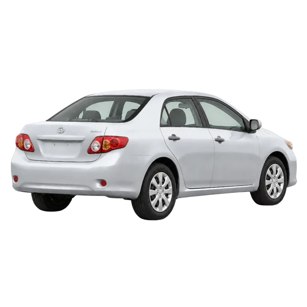 silver 2009 Toyota Corolla rear three-quarter (facing right) view