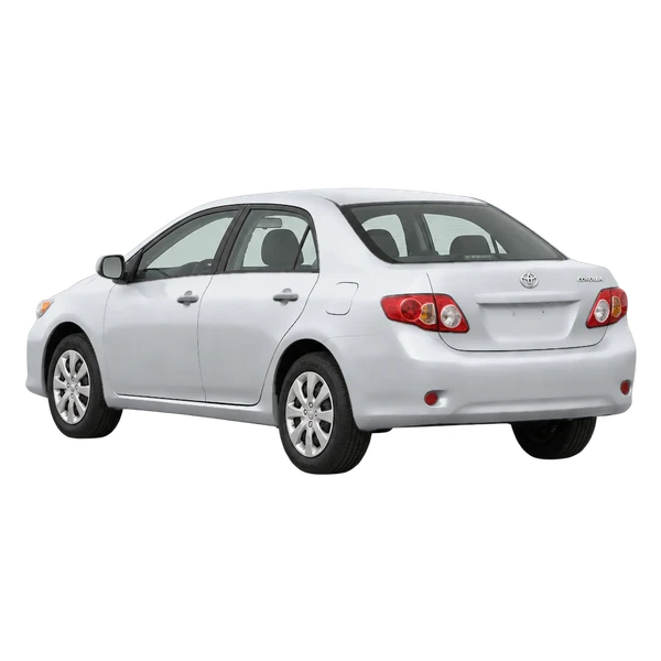 Toyota Corolla 2011 باللون فضي، منظر ثلاثة أرباع خلفي (باتجاه اليسار)