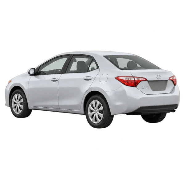 silver 2014 Toyota Corolla rear three-quarter (facing left) view