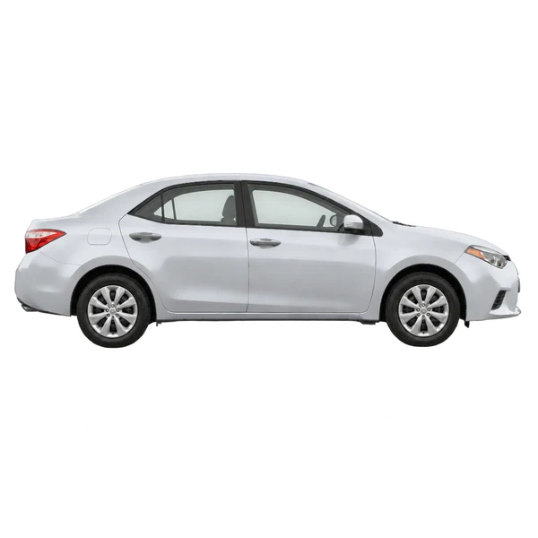 silver 2014 Toyota Corolla side (facing right) view