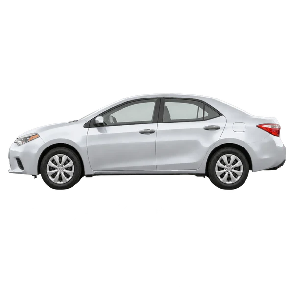 Toyota Corolla 2017 باللون فضي، منظر جانبي (متجه إلى اليسار)