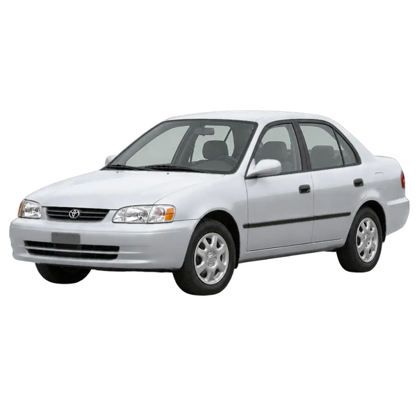 2000 Toyota Corsa in Silber, Ansicht: Dreiviertelansicht vorne (nach links gerichtet)