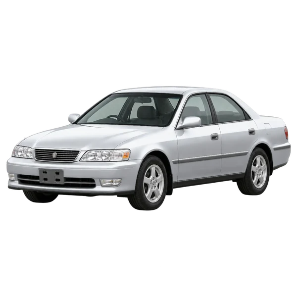 Toyota Cresta 1998 prata, vista dianteira em três quartos (voltada para a esquerda)