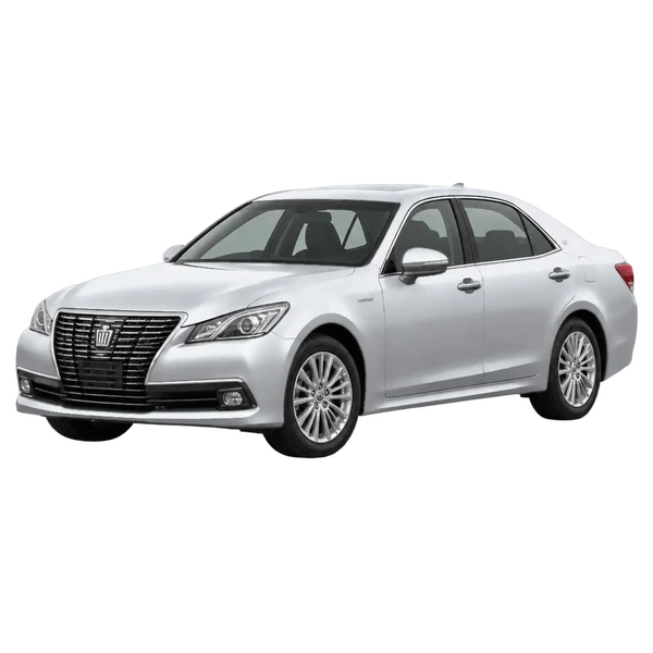 2017 Toyota Crown in Silber, Ansicht: Dreiviertelansicht vorne (nach links gerichtet)