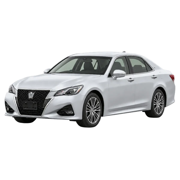 2018 Toyota Crown in Silber, Ansicht: Dreiviertelansicht vorne (nach links gerichtet)