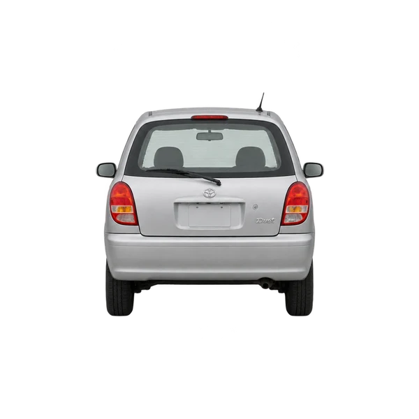 Toyota Duet 2000 باللون فضي، منظر من الخلف