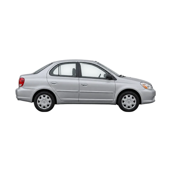 Toyota Echo 2000 prata, vista lateral (voltada para a direita)