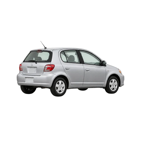 シルバーの2004 Toyota Echo（リア斜め（左向き）ビュー）
