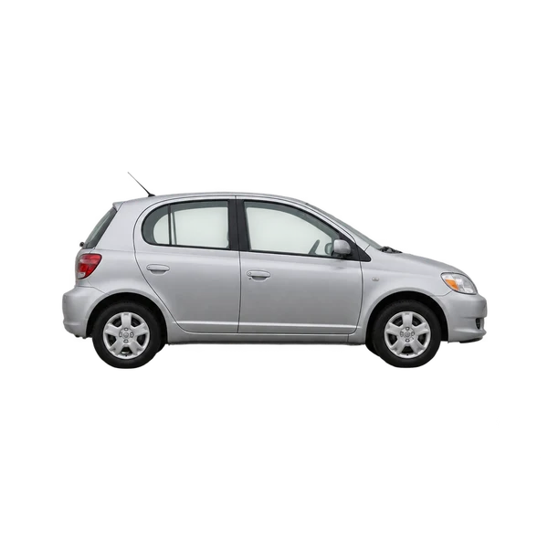 シルバーの2004 Toyota Echo（側面（右向き）ビュー）