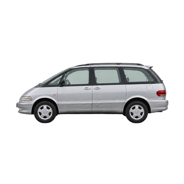 Toyota Estima 1995 باللون فضي، منظر جانبي (متجه إلى اليسار)