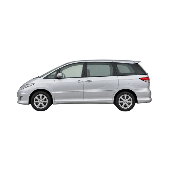 Toyota Estima 2005 en plateado, vista lateral (mirando a la izquierda)