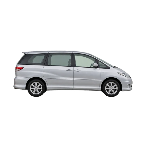 Toyota Estima 2005 باللون فضي، منظر منظر جانبي (باتجاه اليمين)